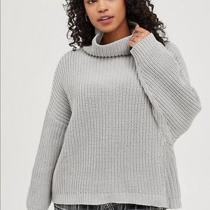 Drop shoulder turtle neck sweater